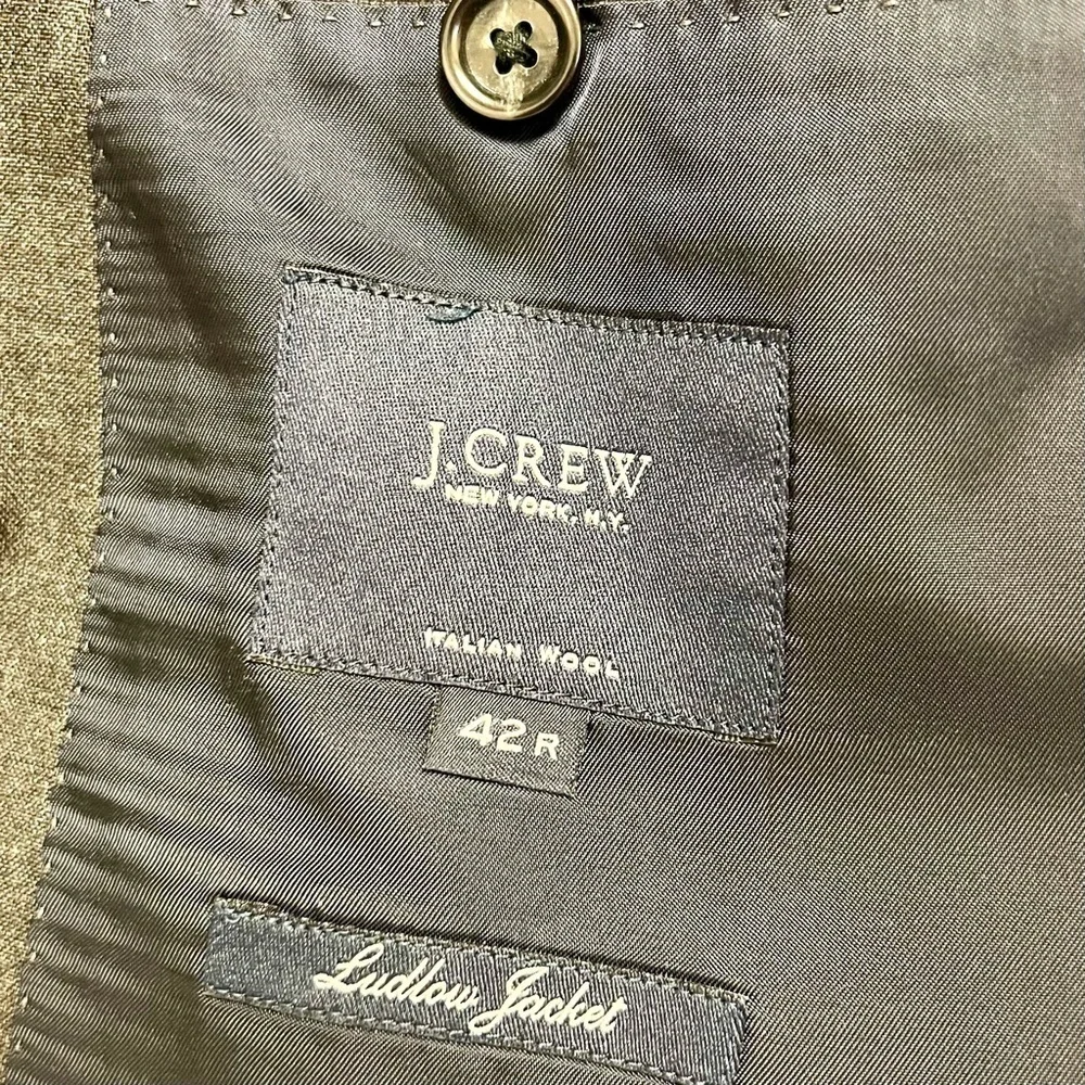J Crew Mens Ludlow slim fit Suit Blazer Jacket Gray Italian Super 120’s Wool 42R